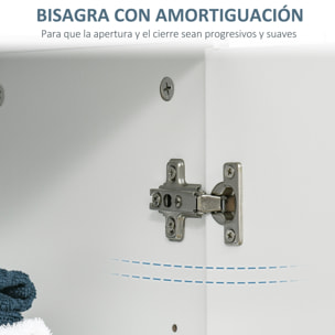 kleankin Armario de Baño con 2 Puertas y 2 Estantes Ajustables de 7 Niveles Mueble Auxiliar de Almacenaje para Salón Cocina Antivuelco 60x30x80 cm Blanco