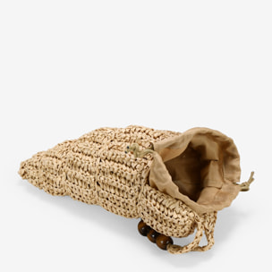 Bolso concha en rafia tostada
