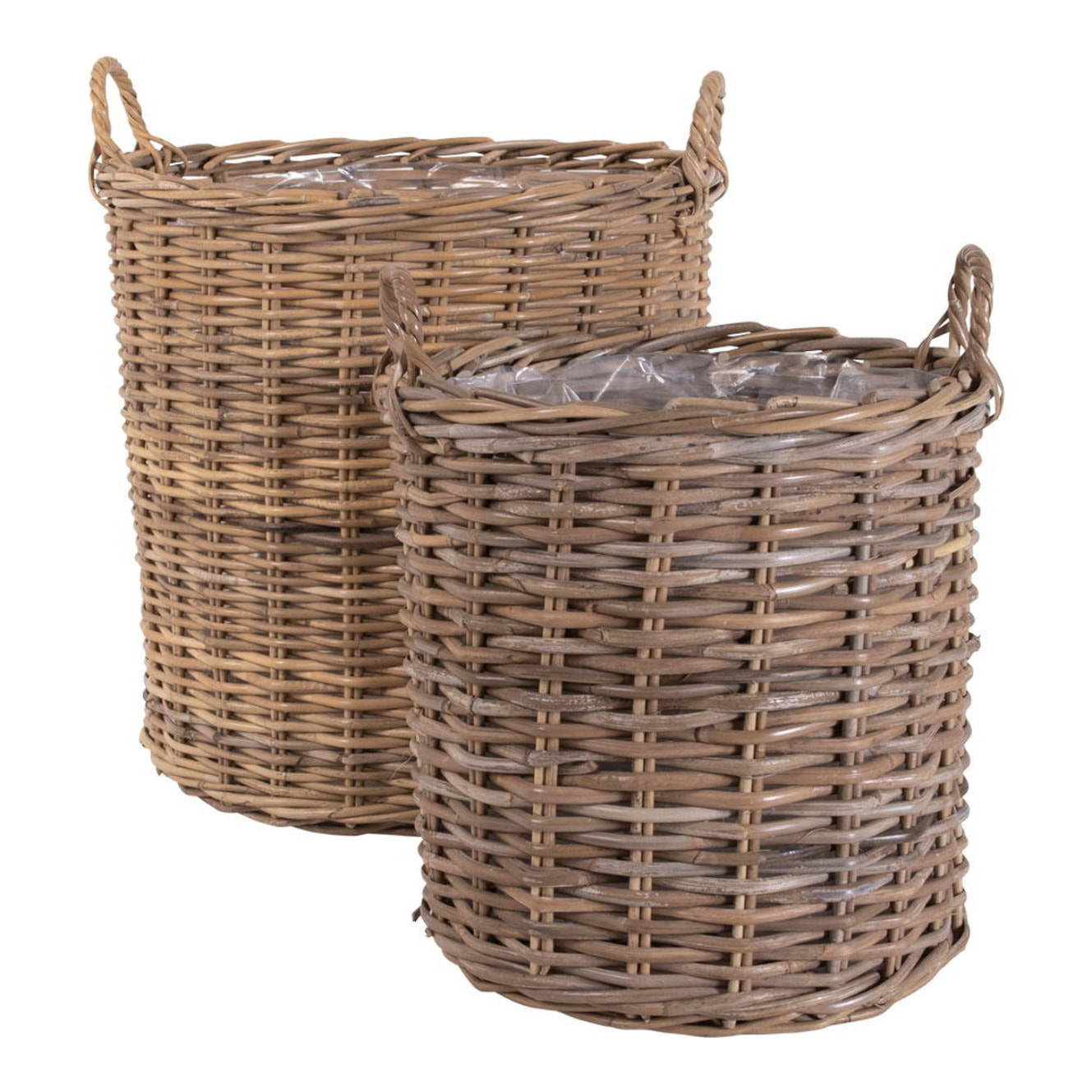Set di 2 cesti Indo in rattan kubu naturale - misure assortite