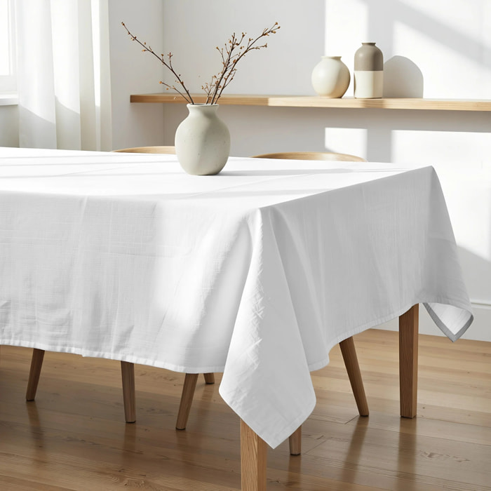 Nappe enduite Uni Blanc 103 - 100% coton - traitement antitaches - Blanc - 250x155 cm