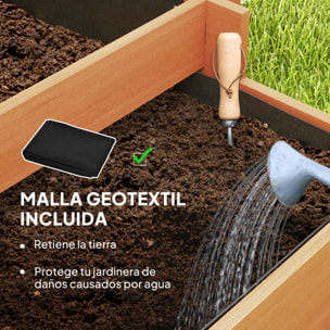 Jardinera con Enrejado de 3 Niveles, Jardinera Exterior Grande de Madera para Plantas Trepadoras, con Tela no Tejida, Macetero Elevado para Jardín, Patio, Terraza, 95x95x110 cm, Marrón