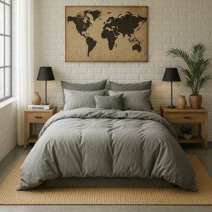 Paire de Taies D'oreiller Avec Volant 100% Percale De Coton Lavé Gris Perle