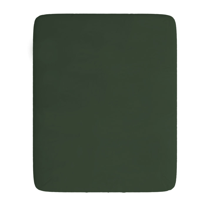 LENZUOLO SOTTO CON ANGOLI MAX COLOR, 100% Cotone, Made in Italy - VERDE OLIVA