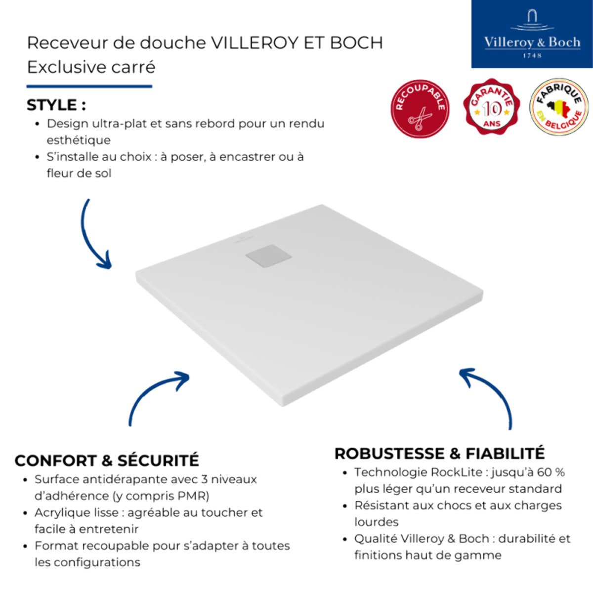 Receveur découpable Exclusive blanc