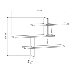 Mensola Dpjac, Scaffale, Ripiano a muro, Scaffalatura multiuso, 123x22h81 cm, Quercia