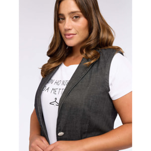 Fiorella Rubino - Blazer senza maniche in denim - Nero