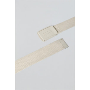 Cintura Brahim in tela beige con fibbia logo