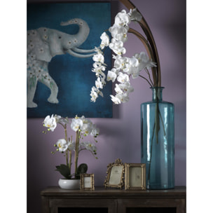 Quadro Con Elefante E Fiori. Dim 90X120 Cm - Pezzi 1 - 90X120X3,5cm - Colore: Blu - Bianchi Dino - Decori Casa E Complementi