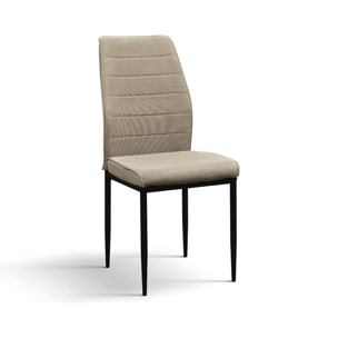 Set di 4 sedie LUBIANA in tessuto beige e gambe in metallo nero opaco