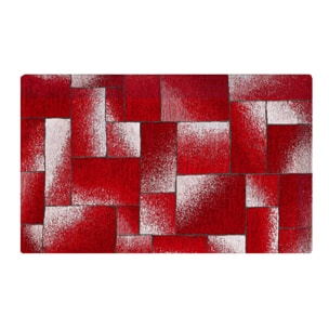 Tappeto Jacquard Ideale Salotto Camera Ingresso Made In Italy Antiscivolo, Lavabile, Morbido Disegno Tetrix Rosso By Suardi