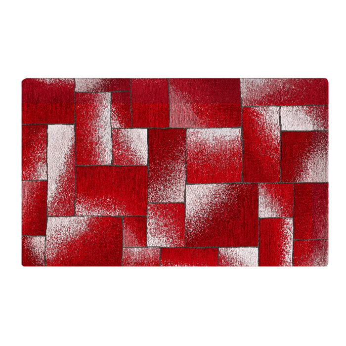 Tappeto Jacquard Ideale Salotto Camera Ingresso Made In Italy Antiscivolo, Lavabile, Morbido Disegno Tetrix Rosso By Suardi