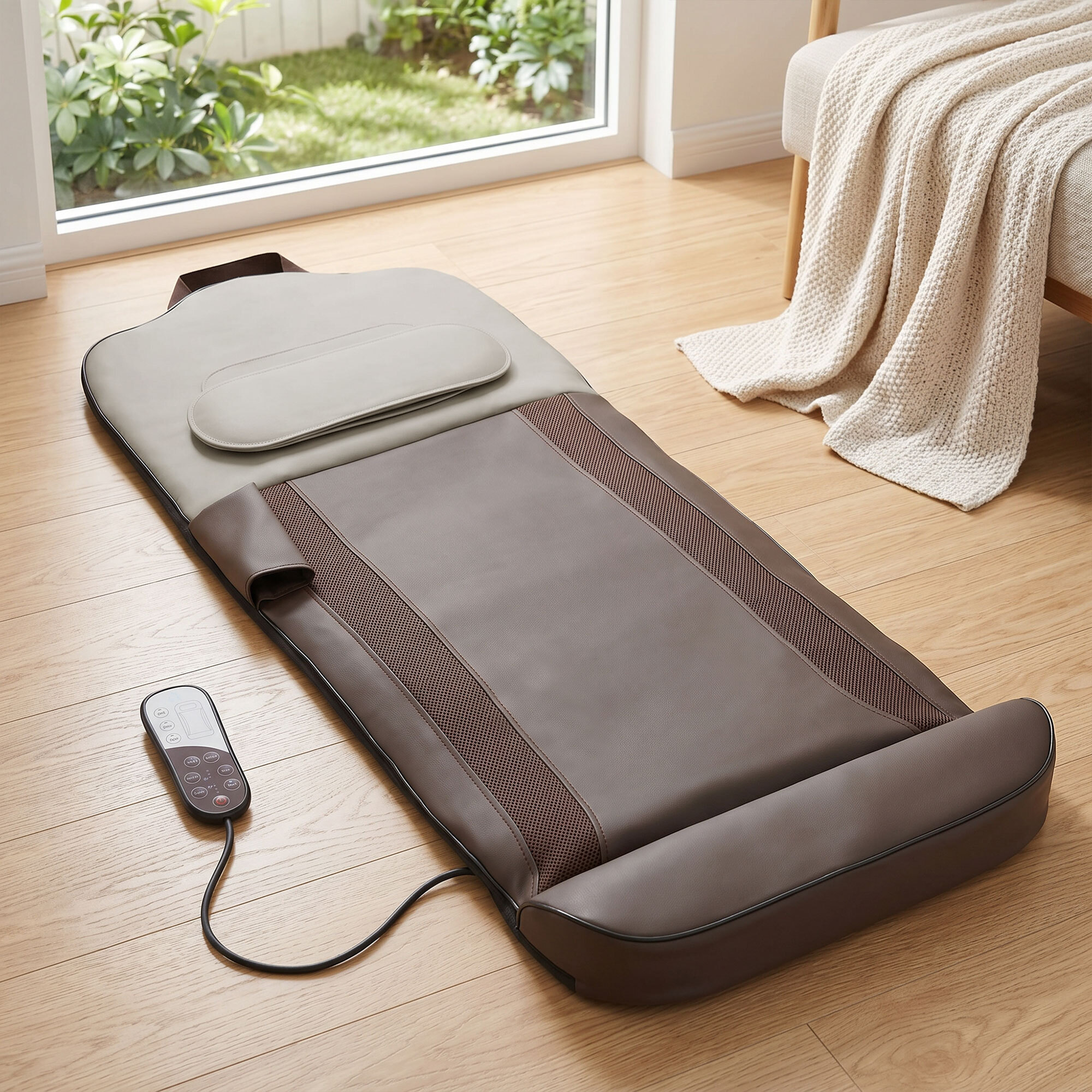 Colchón de Masaje Cuerpo Completo con Calefacción, Masajeador de Espalda Plegable con Compresión de Aire 3D, 4 Modos, 3 Intensidades, Apagado Automático, Regalo para Hombres y Mujeres