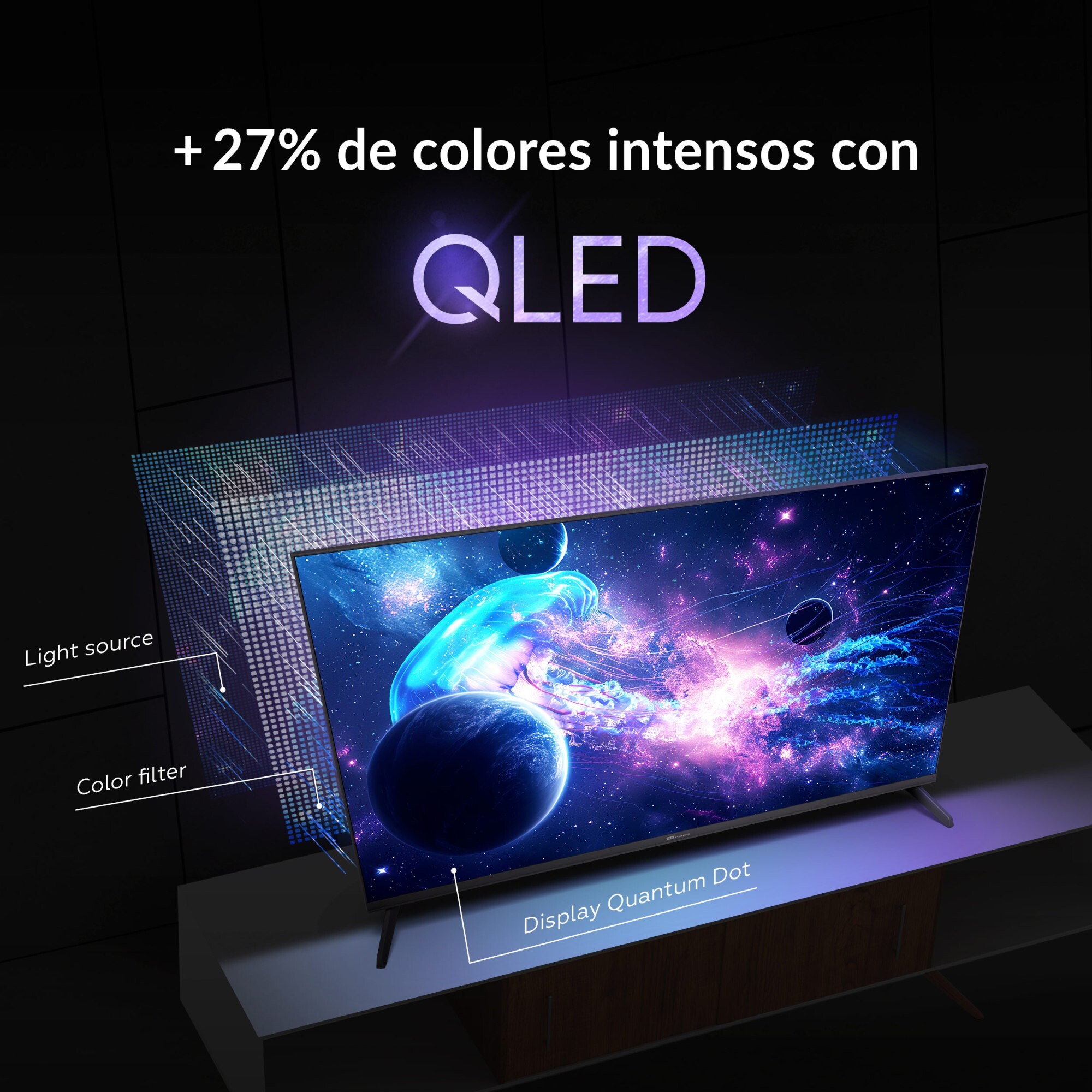 Smart TV 40 pulgadas Qled Full HD Hey Google Official Assistant con control por voz. Televisor Android 14 - TD Systems M40K21GLQ