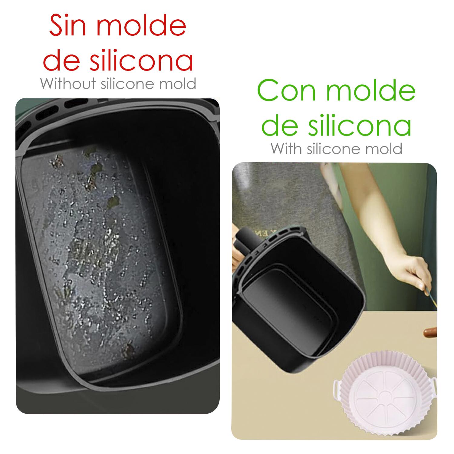 Molde silicona con asas freidora de aire 24*19*6 cms. Grado alimentario.