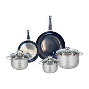 Ensemble de 2 Poêles de cuisson 20 et 28 cm et 3 faitouts 14, 16 et 20 cm Elo Prima Brillant