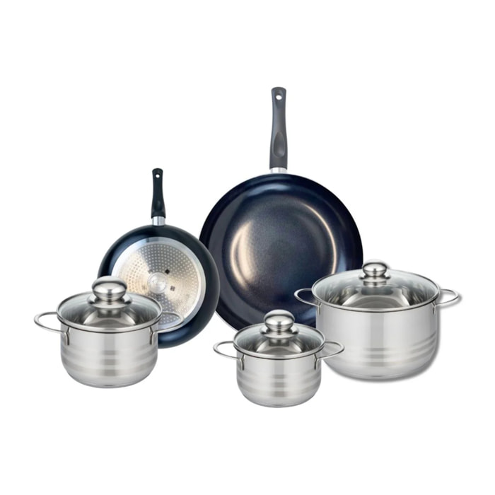 Ensemble de 2 Poêles de cuisson 20 et 28 cm et 3 faitouts 14, 16 et 20 cm Elo Prima Brillant
