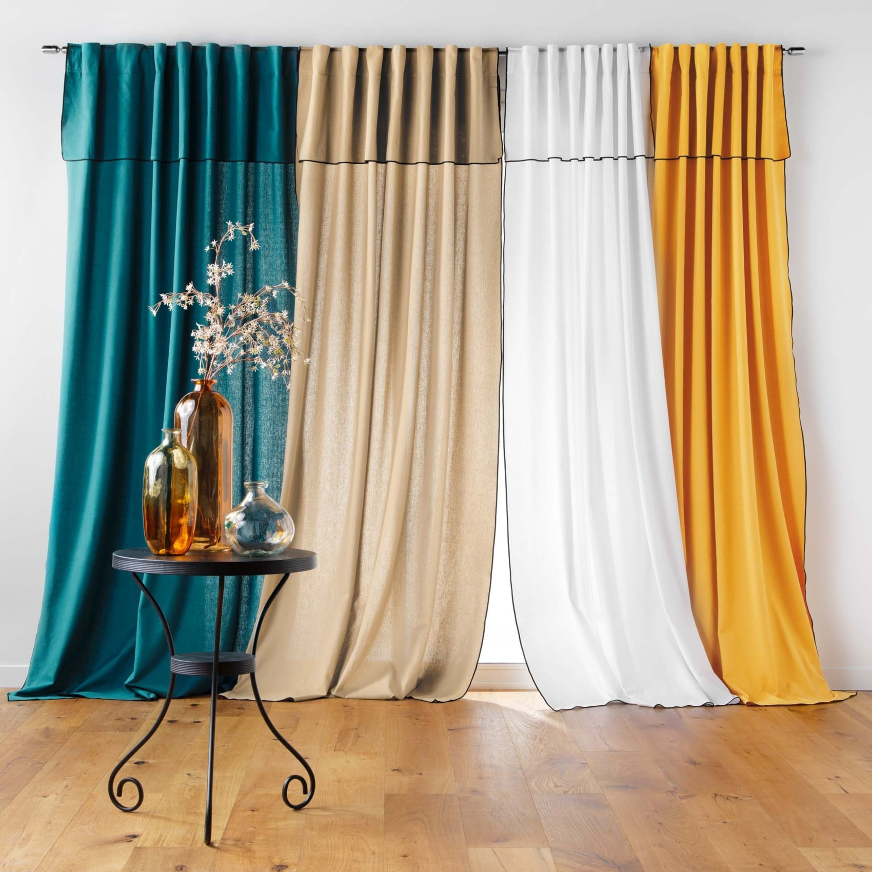 Rideau voilage surfilé passants cachés - Gris anthracite