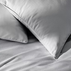 Taie d'oreiller satin de coton motif jacquard gris Vibrato glacier