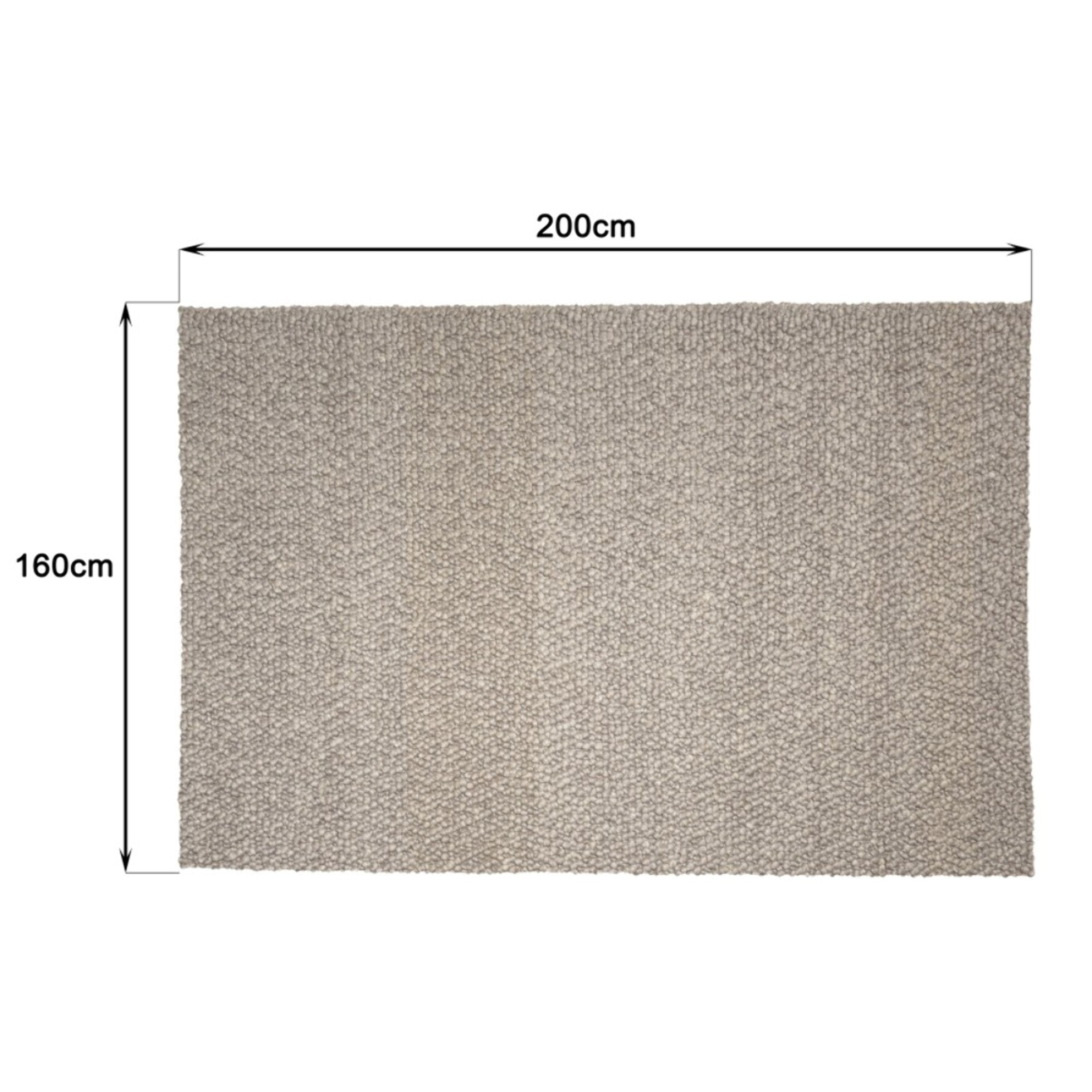 QUENTIN - Tapis rectangulaire 160x230cm en laine bouclée taupe