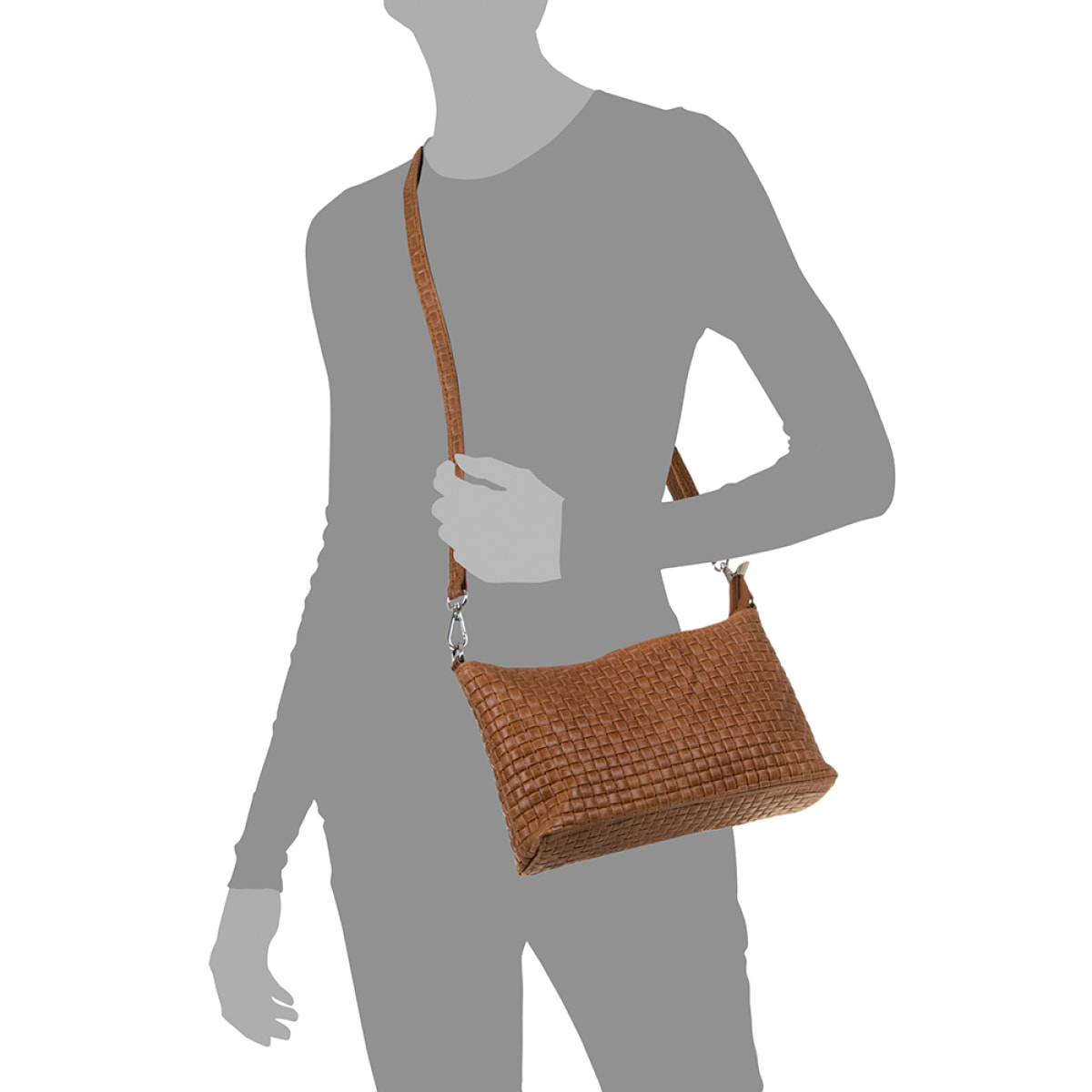 Zia Bolso bandolera Mujer.Piel auténtica Gamuza Grabado Geométrico