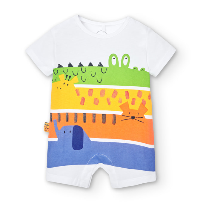 Pelele recién nacido niño, algodón estampado, blanco, 128258