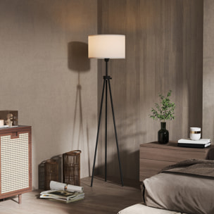 Lámpara de Pie Moderna Lámpara de Pie Salón con Pantalla Redonda Trípode y Casquillo E27 Lámpara para Dormitorio Sala de Estar Blanco y Negro