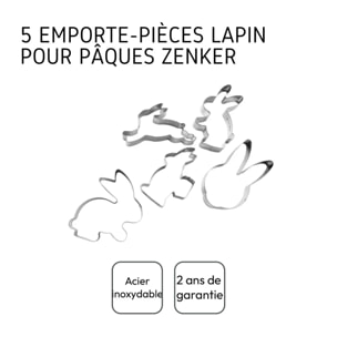 Set de 5 emporte-pièces  en forme de lapin de pâques Zenker Pâques