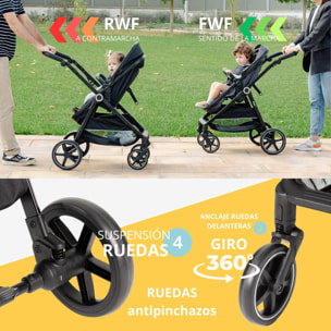 Carrito Bebé 3 en 1, Silla de Paseo | Capazo Acolchado | Silla de Auto grupo 0, Modelo Versa