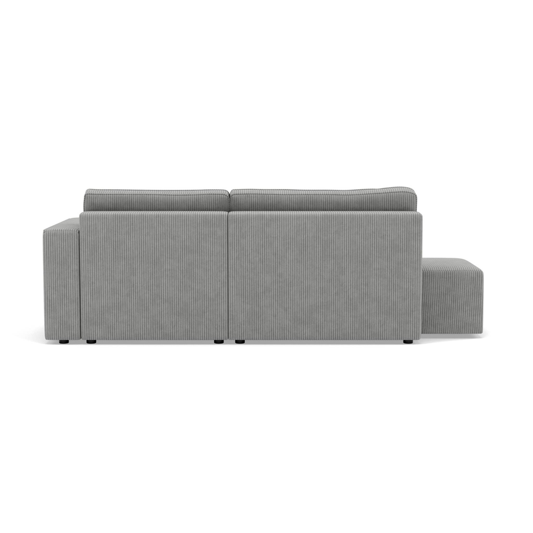 Topaze - canapé d'angle droit 4 places convertible avec coffre sans accoudoir en velours côtelé - Gris clair
