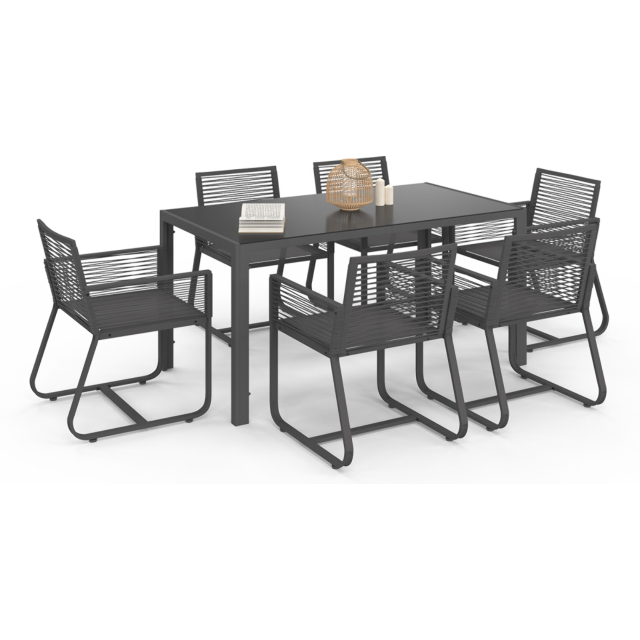 Salon de jardin Varna  6 places gris anthracite