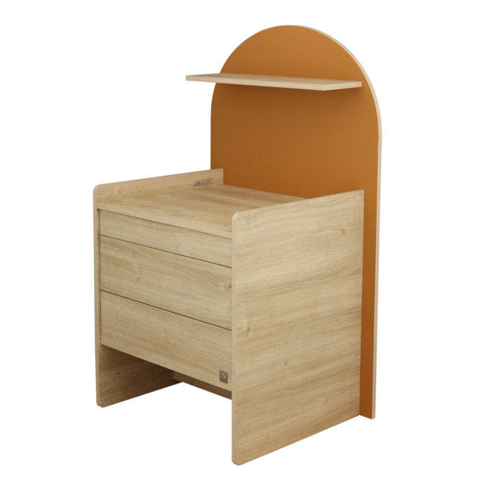 Commode à langer évolutive en bureau - décor bois chêne sépia forme arche