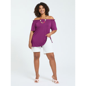 Fiorella Rubino - Camiseta off shoulders en jersey de viscosa - Burgundy