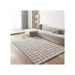 RETRO Alfombra pelo corto con diseño geométrico en blanco y negro, varias medidas disponibles.