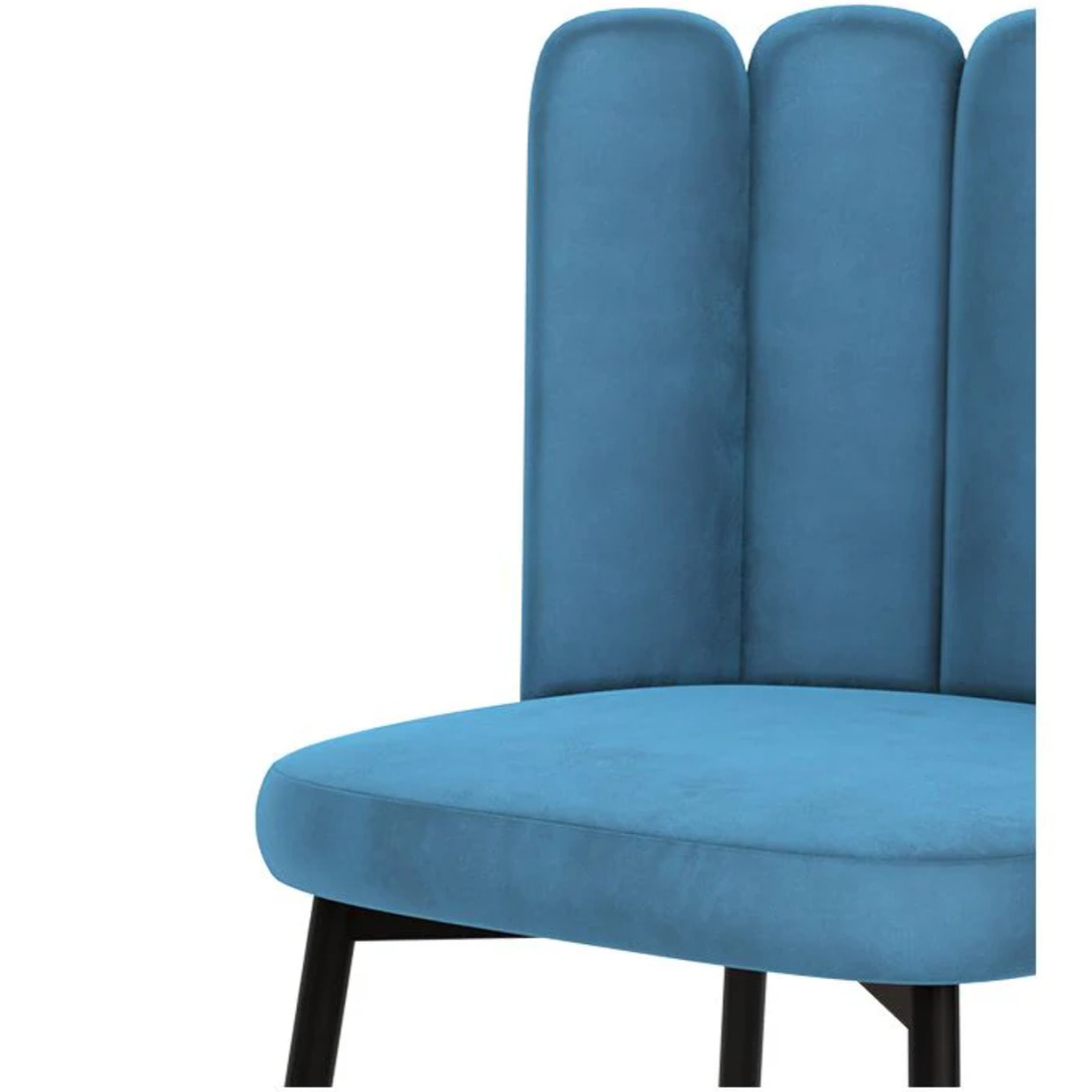 Lot de 2 chaises en velours bleu et pieds en métal noir - Rosy