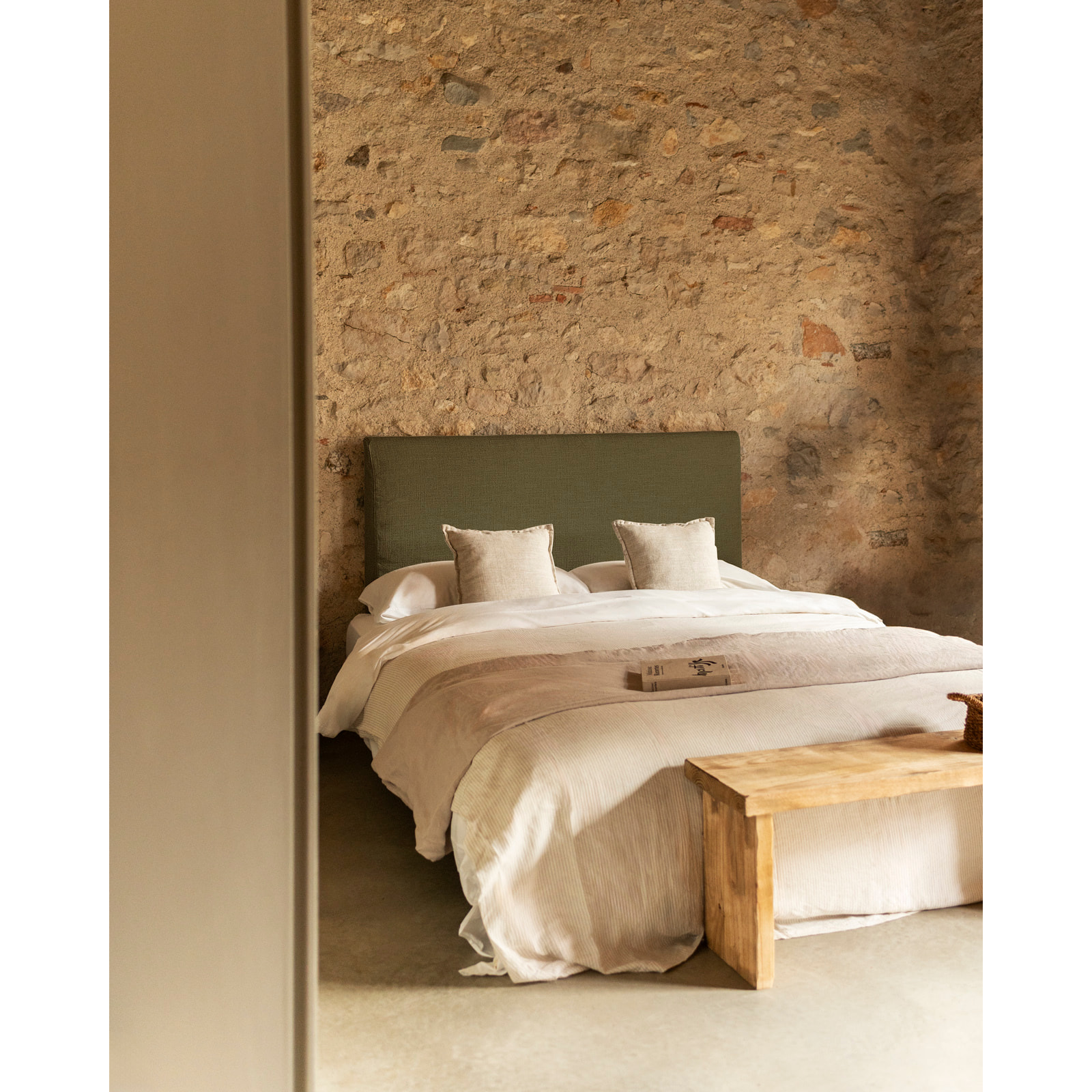 Funda para cabecero de lino verde de varias medidas