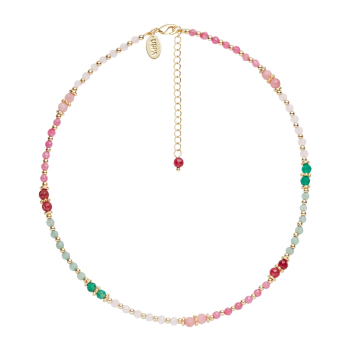 Collana U.S. Polo Assn. In metallo dorato con pietre naturali multicolore