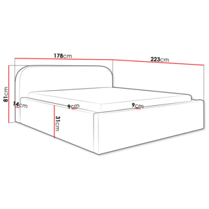 Orane - lit coffre - 160x200 cm - en tissu bouclette - Blanc