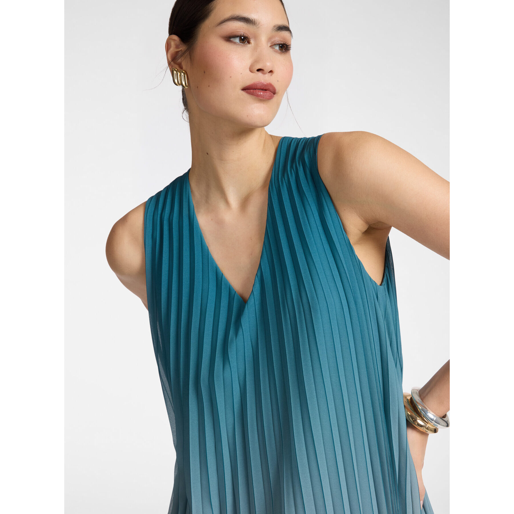 Elena Mirò - Vestito lungo plissé - Verde acqua