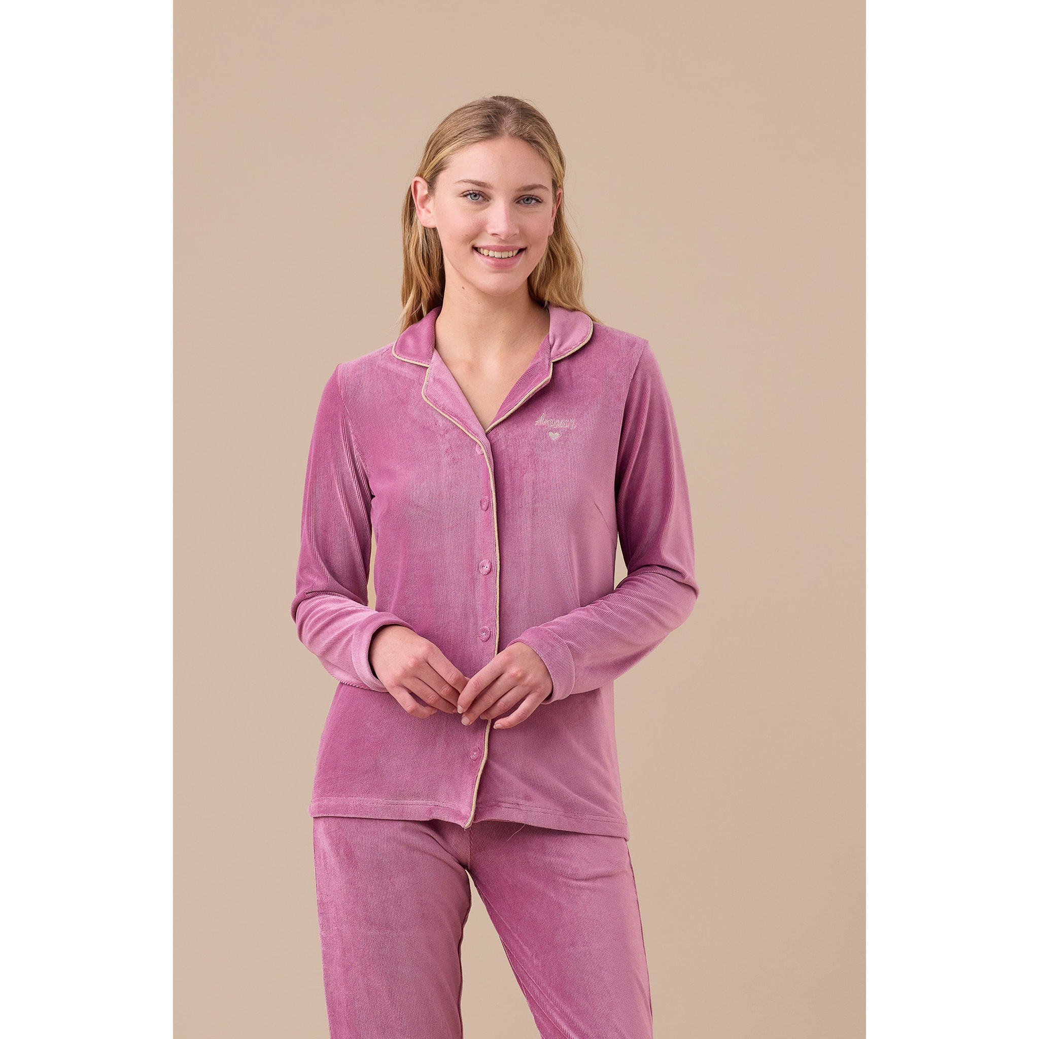 Pigiama donna ciniglia a coste articolo velvet. Noidinotte