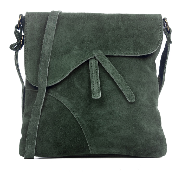 FIRENZE ARTEGIANI Borsa a Spalla da Donna Ulfa Vera Pelle Scamosciata Made in Italy 24x2x24 Cm. Colore: verde smeraldo