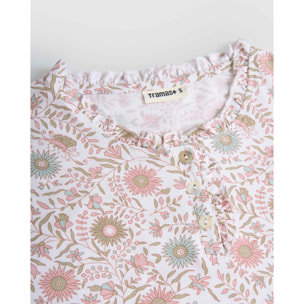 Pijama largo algodón frunce melodi rosa