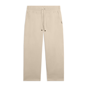 Pantaloni Cropped in Popeline elasticizzato