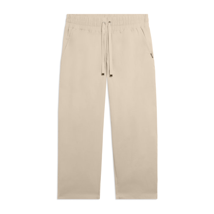 Pantaloni Cropped in Popeline elasticizzato