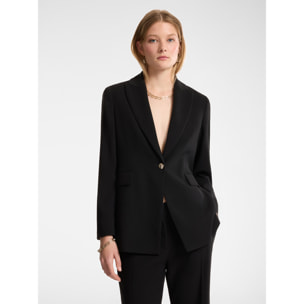 Elena Mirò - Blazer de botonadura sencilla en tejido crepé - Negro