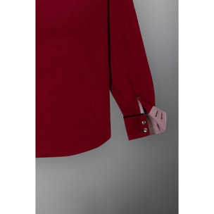 Camicia Uomo 1 Bottoni Button Down VELLUTO Unito Rosso