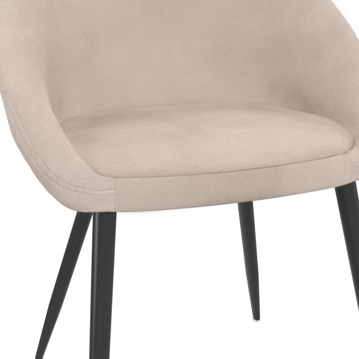 Chaises Dory en velours taupe et pieds métal noirs - lot de 2