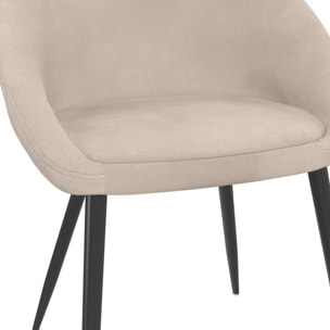 Chaises Dory en velours taupe et pieds métal noirs - lot de 2