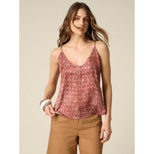 Oltre - Top in raso di viscosa fantasia - Rosa