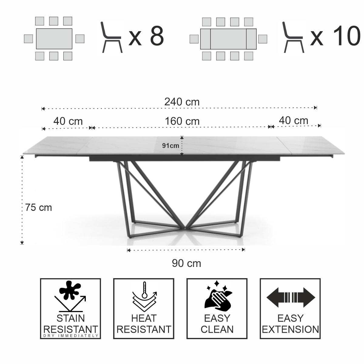Tomasucci Table extensible SPINNE MARBRE BLANC