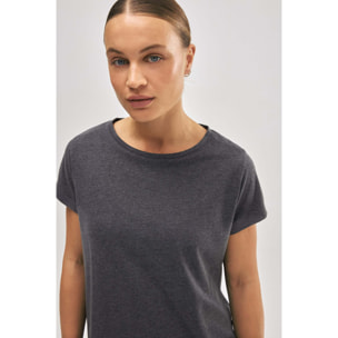 T-shirt basico in cotone in stile sportivo color antracite
